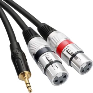 2 x XLR(F) to 3.5mm TRS JACK LEAD Cable With Connector